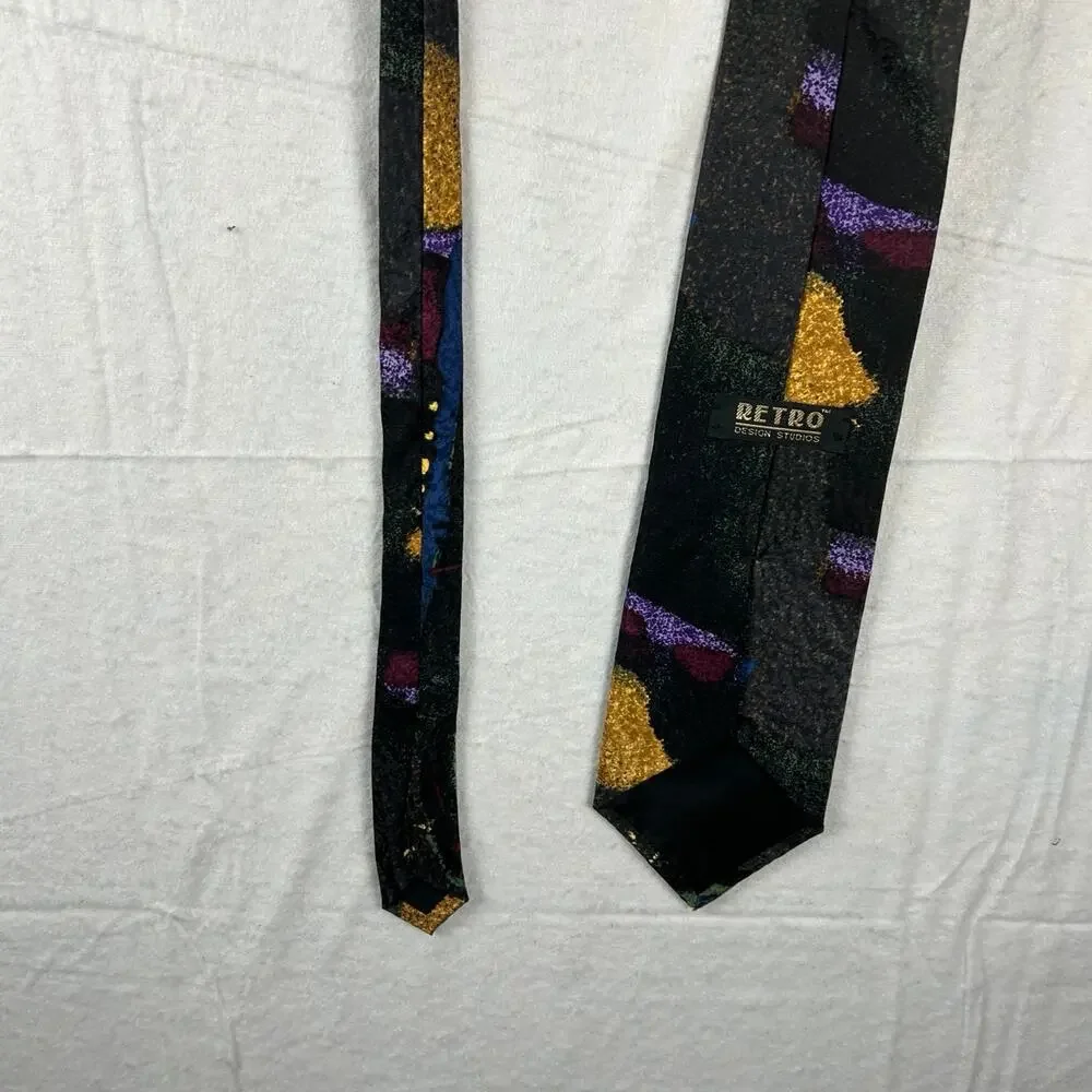 Vintage Retro Design Studios Abstract Art Silk Tie – 90s Geometric Print